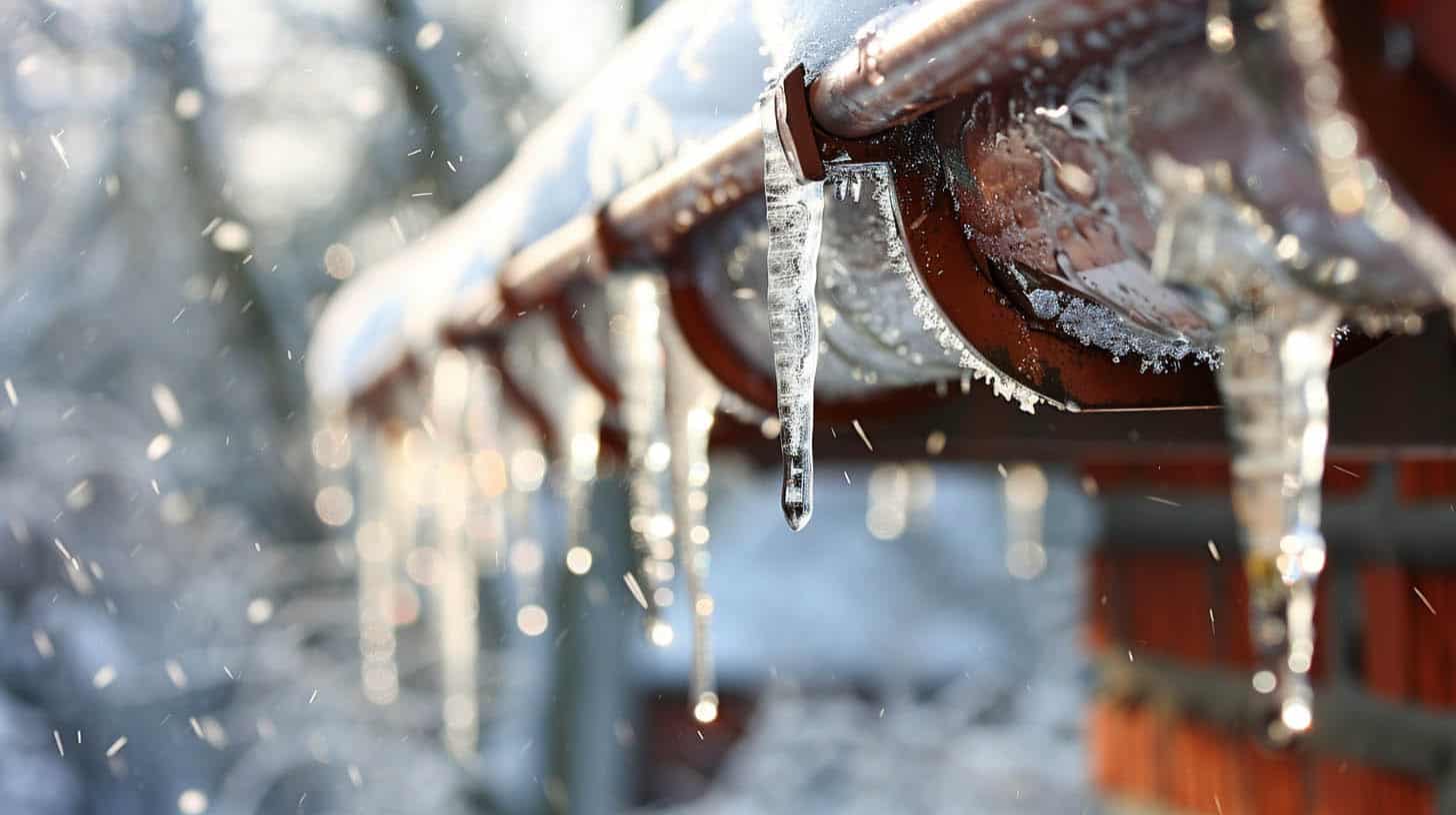 An ice dam shown as an example for homeowners looking to learn how to prevent ice dams