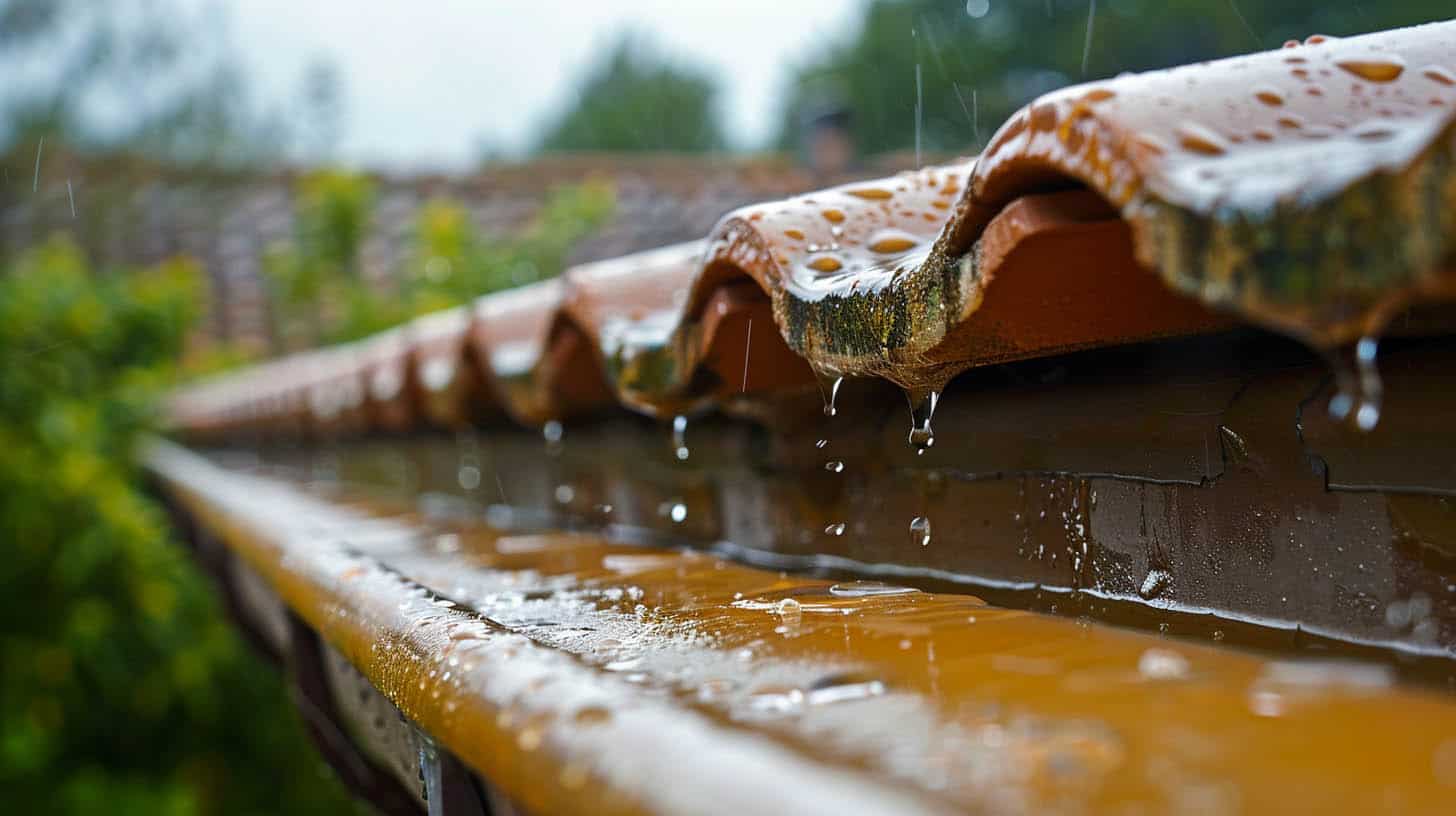 water on roof, water spots on ceiling