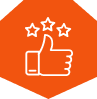 Thumbs up with 3 stars icon