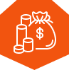 Money bag and stacked money icon