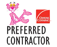 Owen's Corning - Preferred Contractor, Pink Panther logo