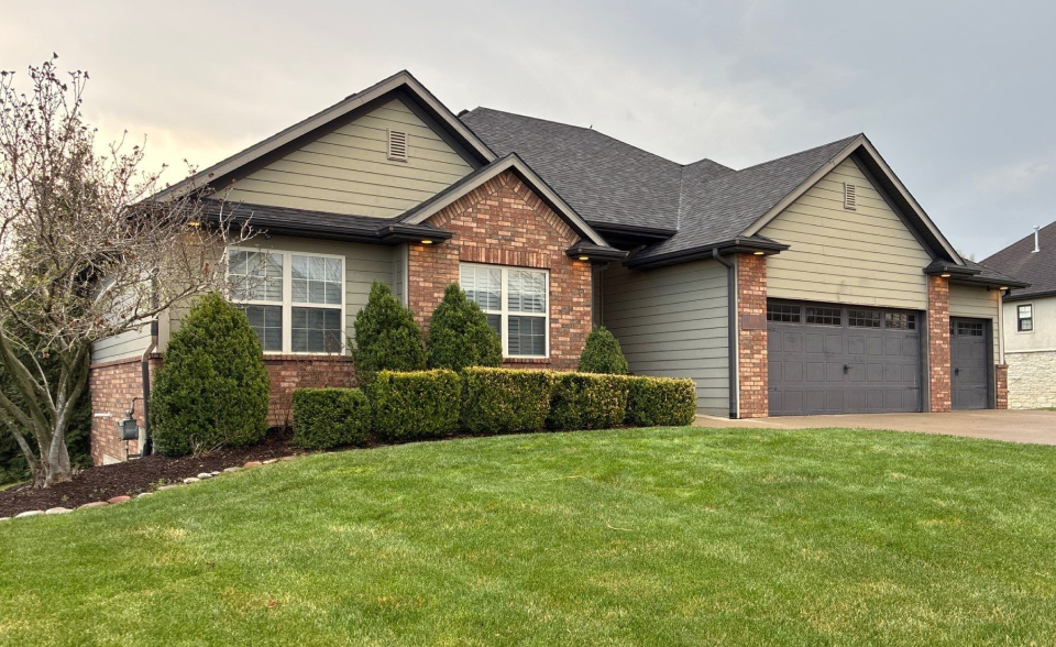 Modern house with landscaped yard